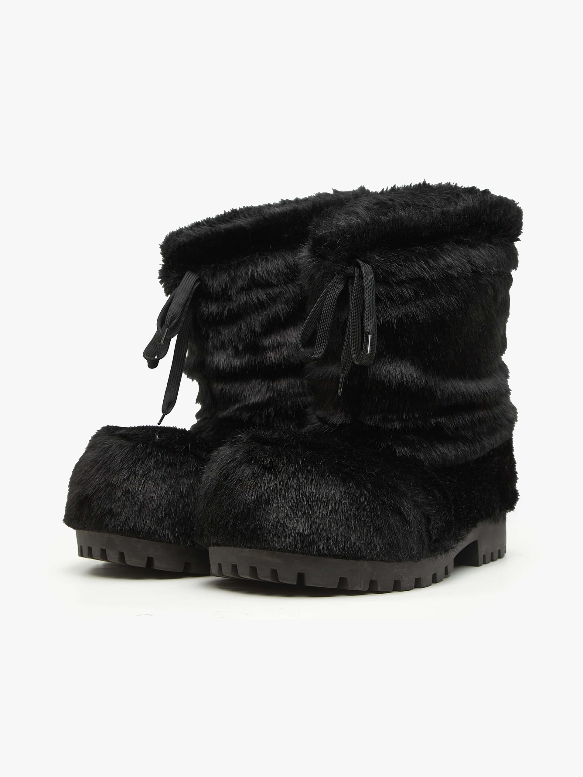 Balenciaga Black Alaska Faux Fur Snow High Boots