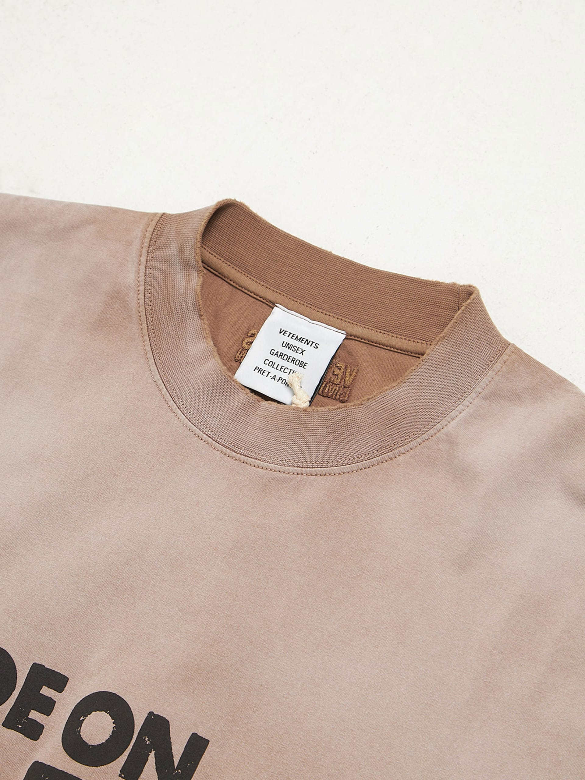 Vetements Brown Made On Earth Logo Printed Cotton T-shirt