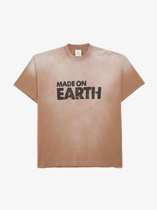 Vetements Brown Made On Earth Logo Printed Cotton T-shirt