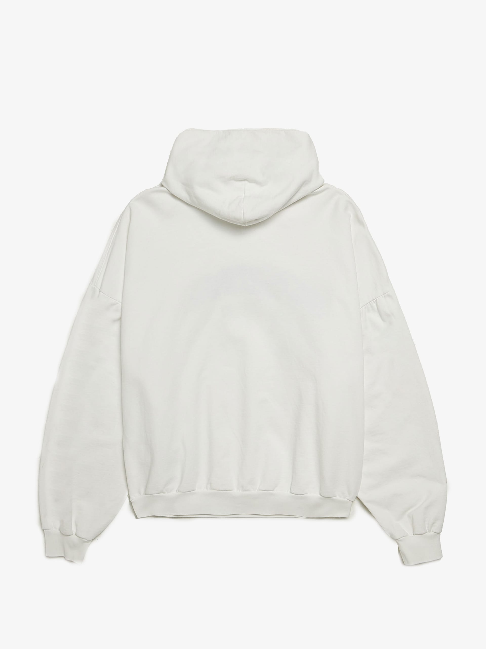 Balenciaga White Reversed Logo Embroidered Cotton Hoodie