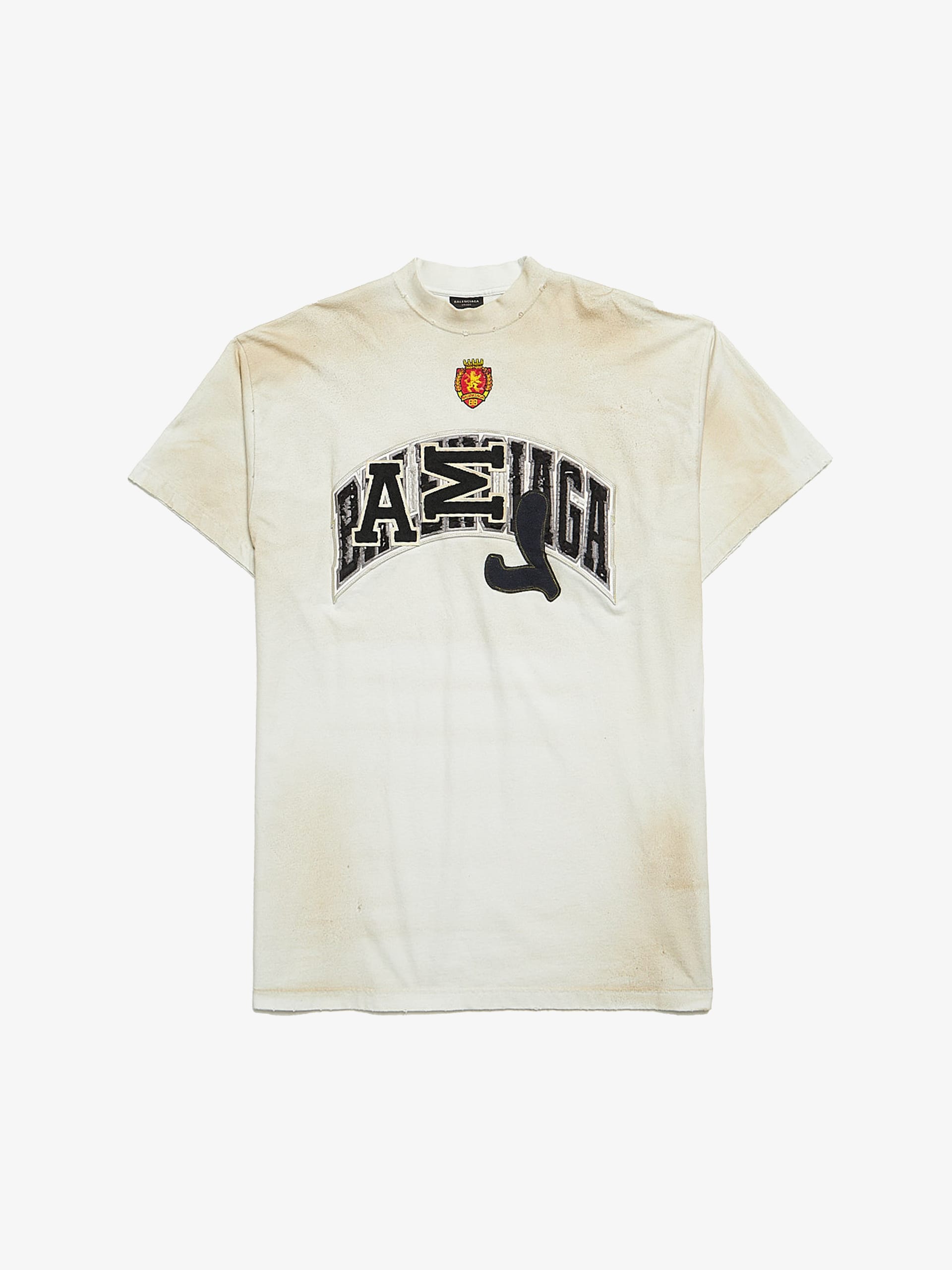 Balenciaga White Skater Logo Patched Distressed Dirty Cotton