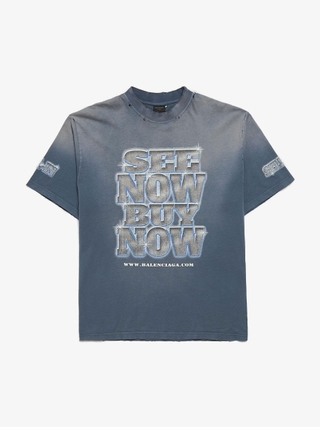 Balenciaga Blue Faded See Now Buy Now Logo Printed