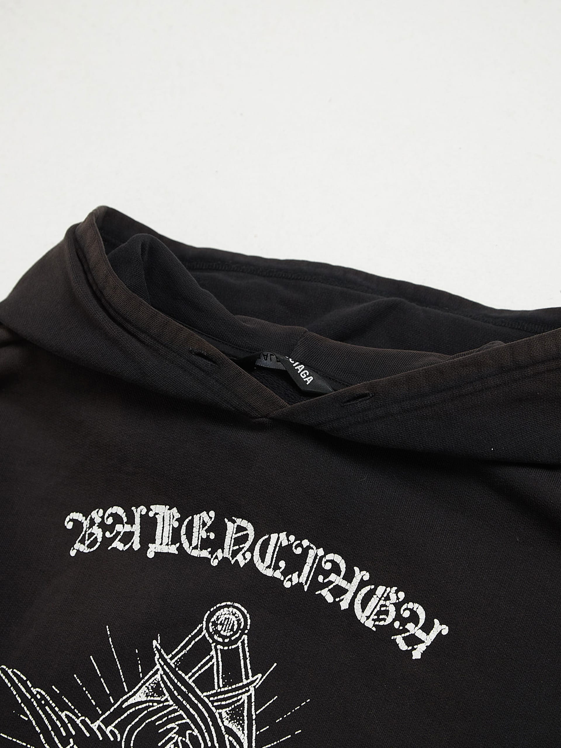【BALENCIAGA】FREE YOUR MIND GOTHIC HOODIE Balenciaga Gothic Logo Free Your Mind Hoodie White/Black