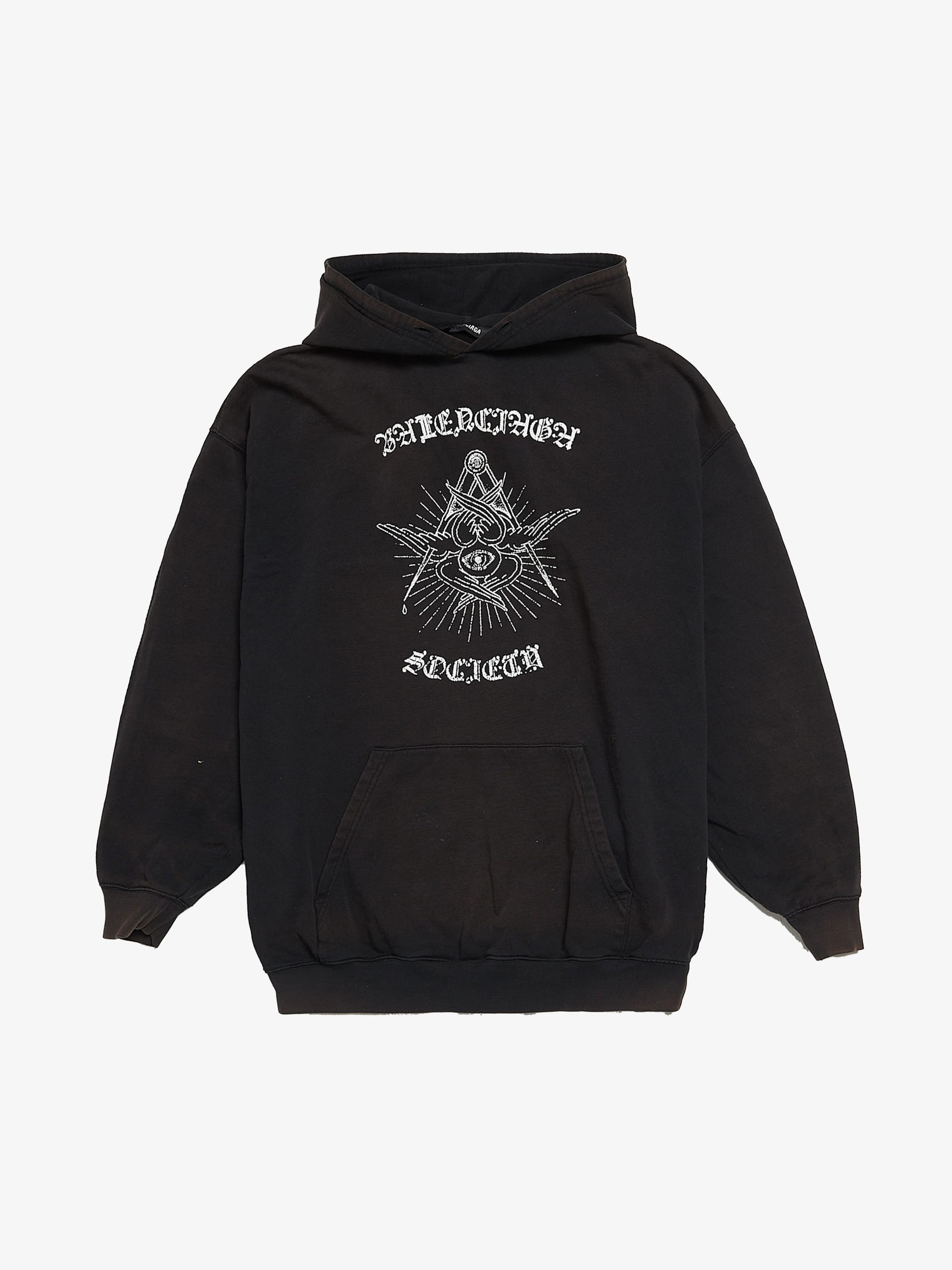 Balenciaga Black Red Free Your Mind Logo Printed Cotton Hoodie