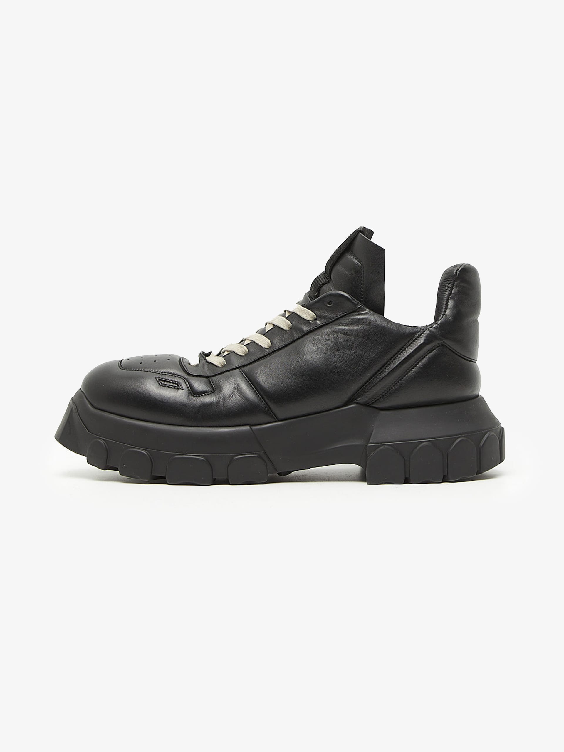 Rick Owens Black Tractor Leather Low Top Boots