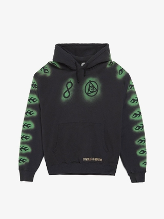 1017 ALYX 9SM Black Studded Logo Embossed Cotton Zipped Hoodie