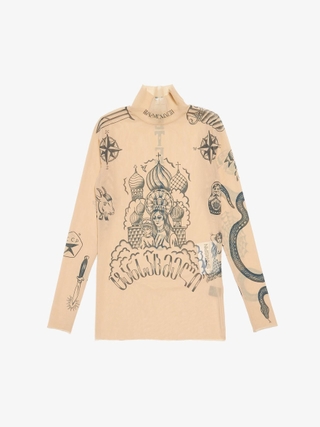 Vetements Beige Tattoo Printed Transparent Polyamide Blend High