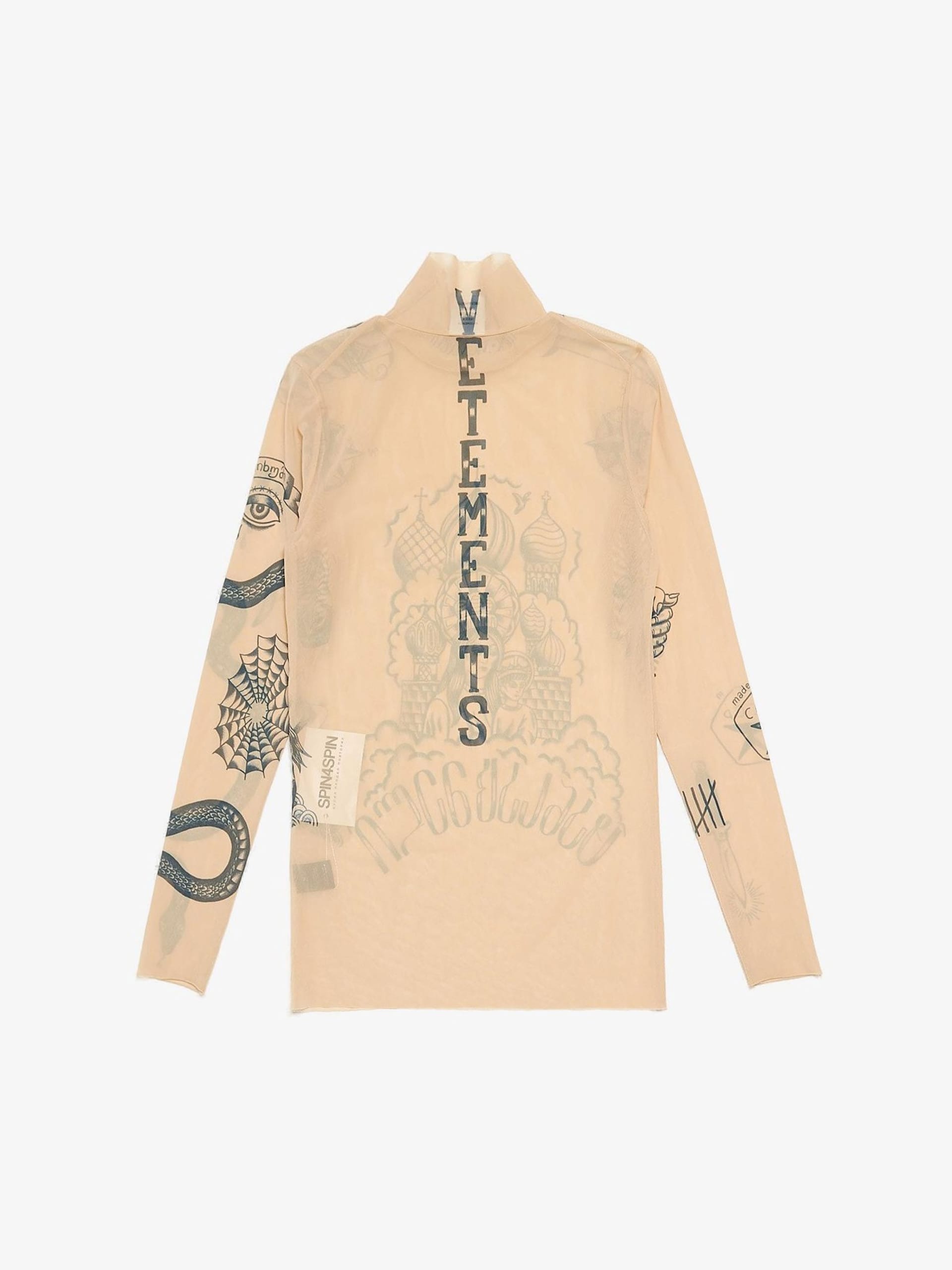 Vetements Beige Tattoo Printed Transparent Polyamide Blend High