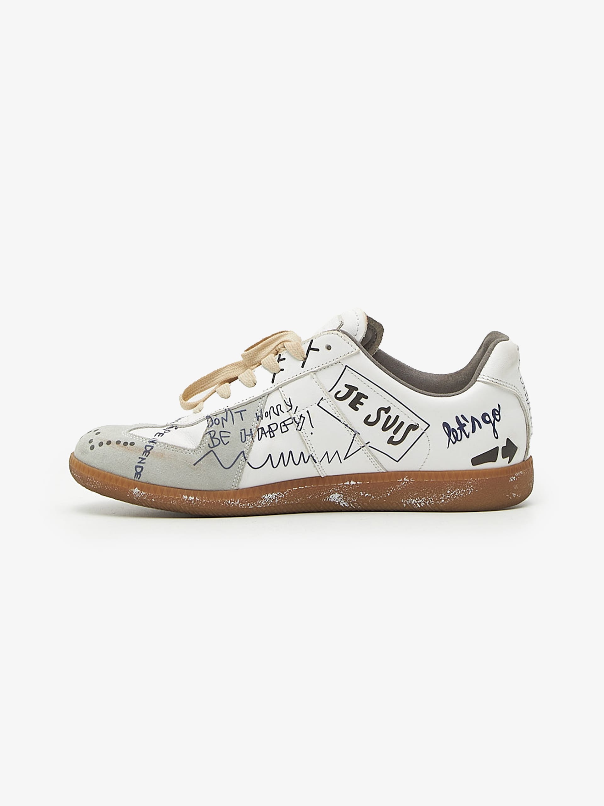 Maison Margiela White Replica GAT Graffiti Low Top Sneakers