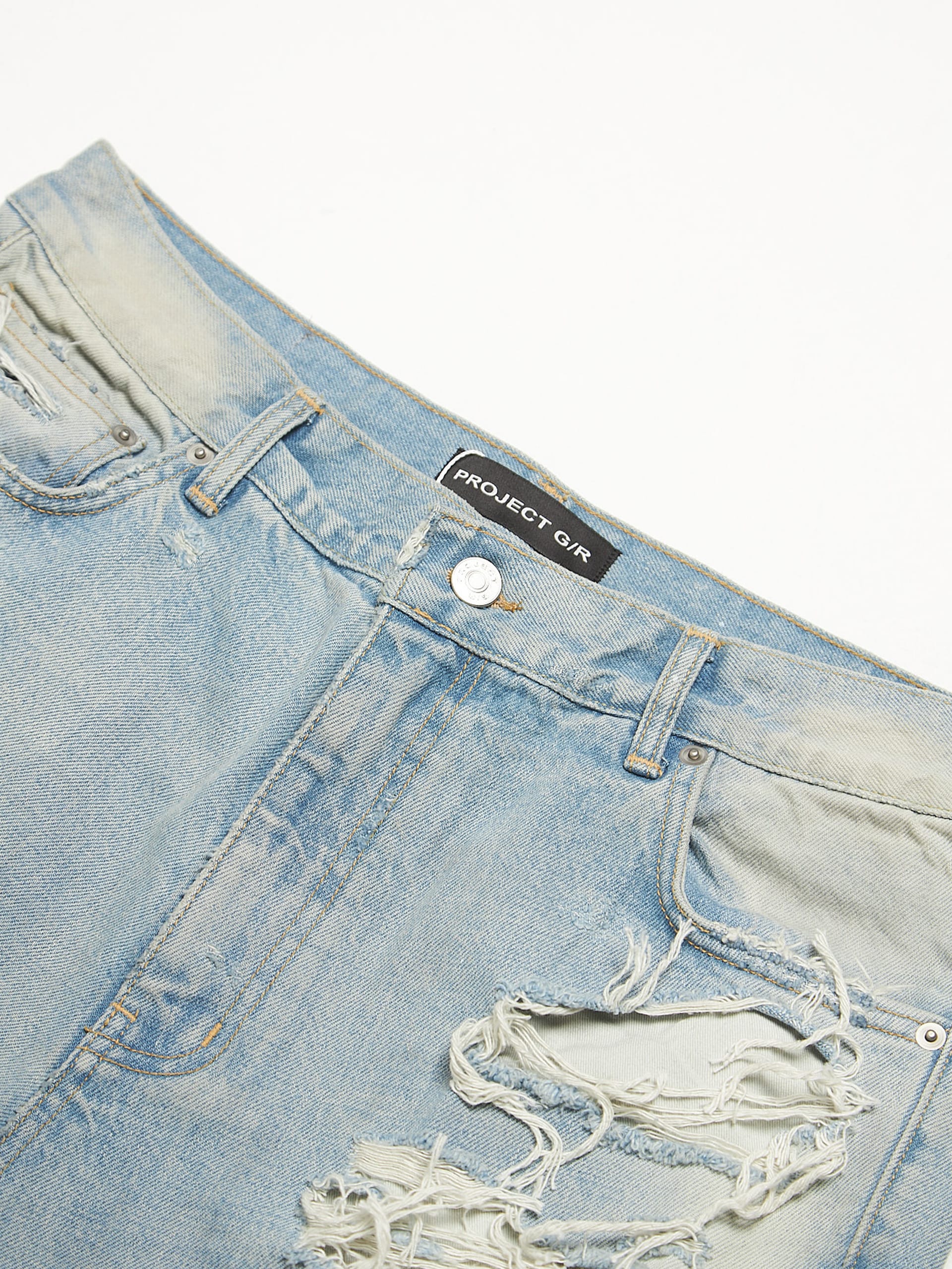 ★送料・関税込★Project G/R★Distressed Flare Jeans★Blue★ Project GR Blue Distressed Flare Jeans