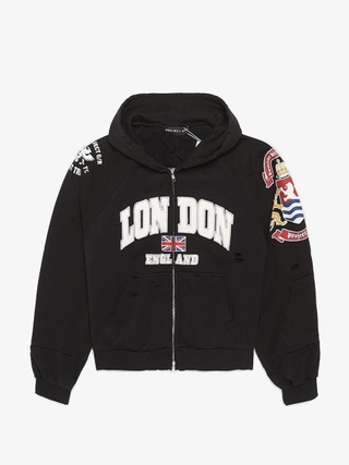 Project GR Black Reconstructed Folded Zip Hoodie