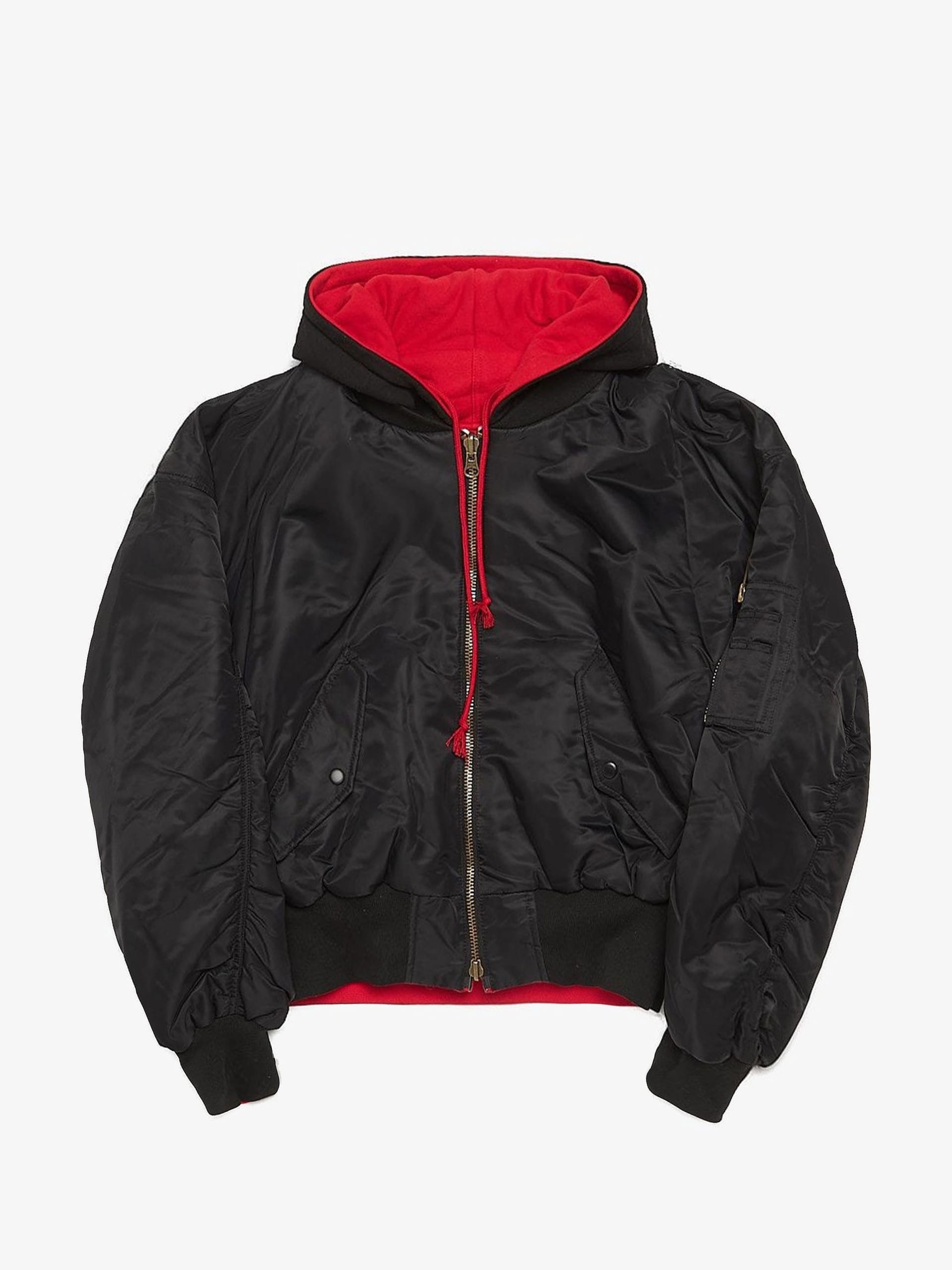 Project GR Black Red Reversible Hooded MA-1 Jacket Project GR Black Red Reversible Hooded MA-1 Jacket