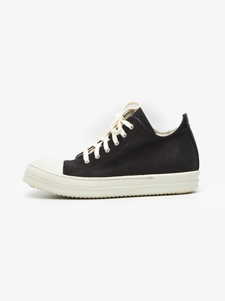 Rick Owens Drkshdw Black Logo Embroidered Canvas Low Ramones Sneakers