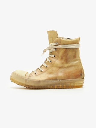 Rick Owens Camel Edfu Mainline Ramones High Top Leather Sneakers