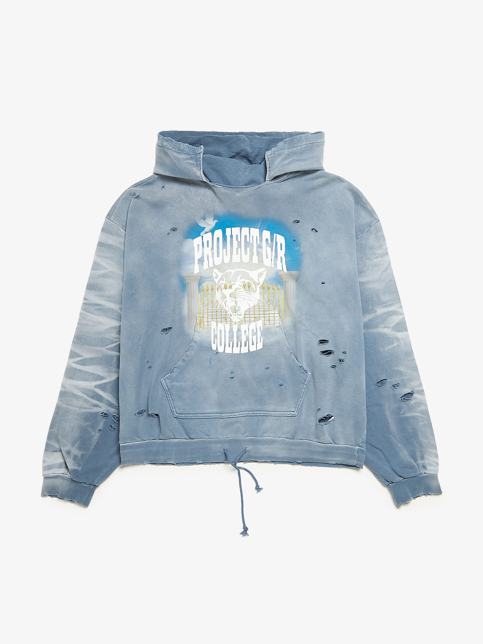 ★人気【Project G/R】Mixed Printed Vintage Hoodie★Pale Blue Project GR Pale Blue Mixed Printed Vintage Hoodie