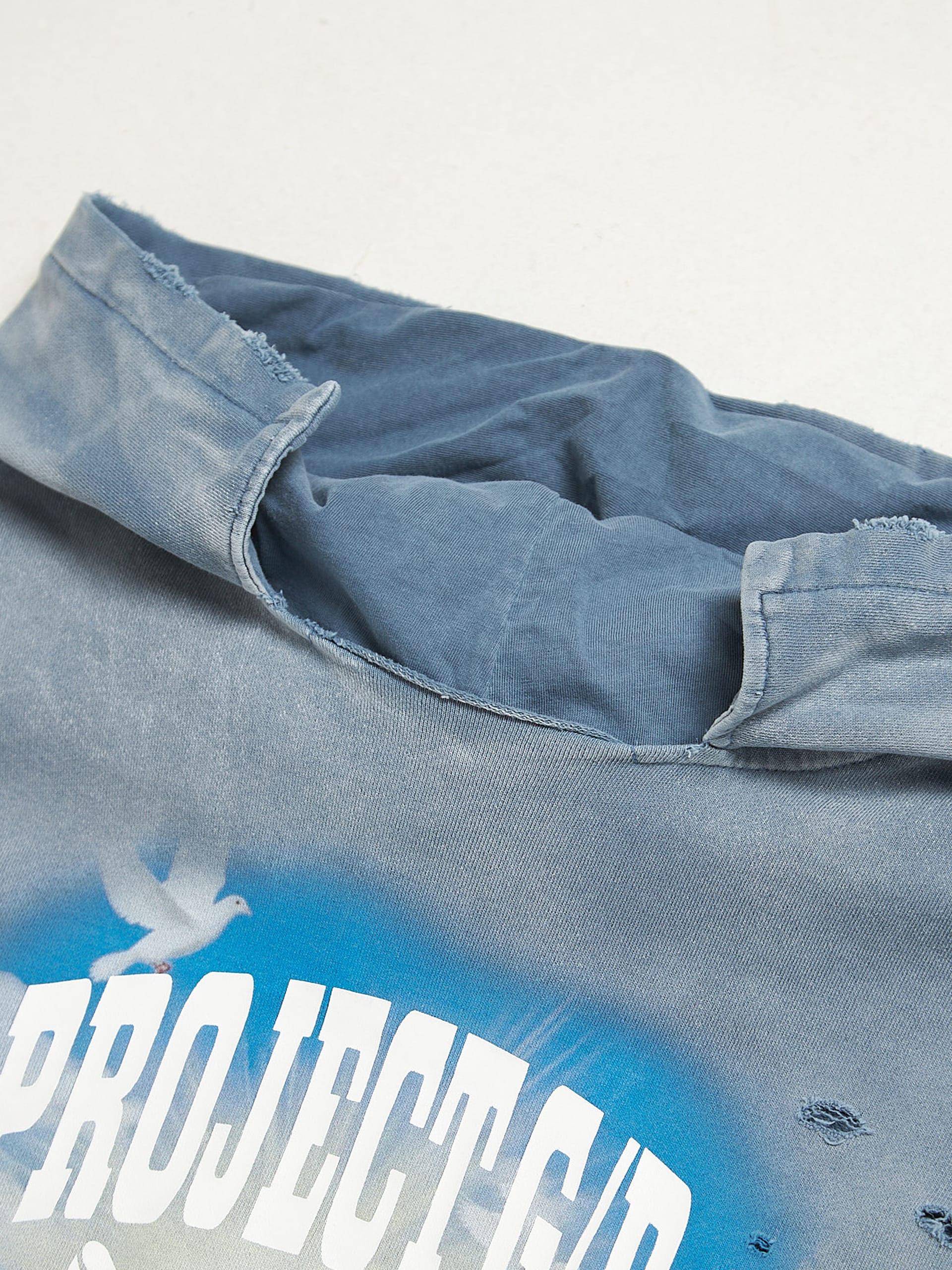 ★人気【Project G/R】Mixed Printed Vintage Hoodie★Pale Blue Project GR Pale Blue Mixed Printed Vintage Hoodie