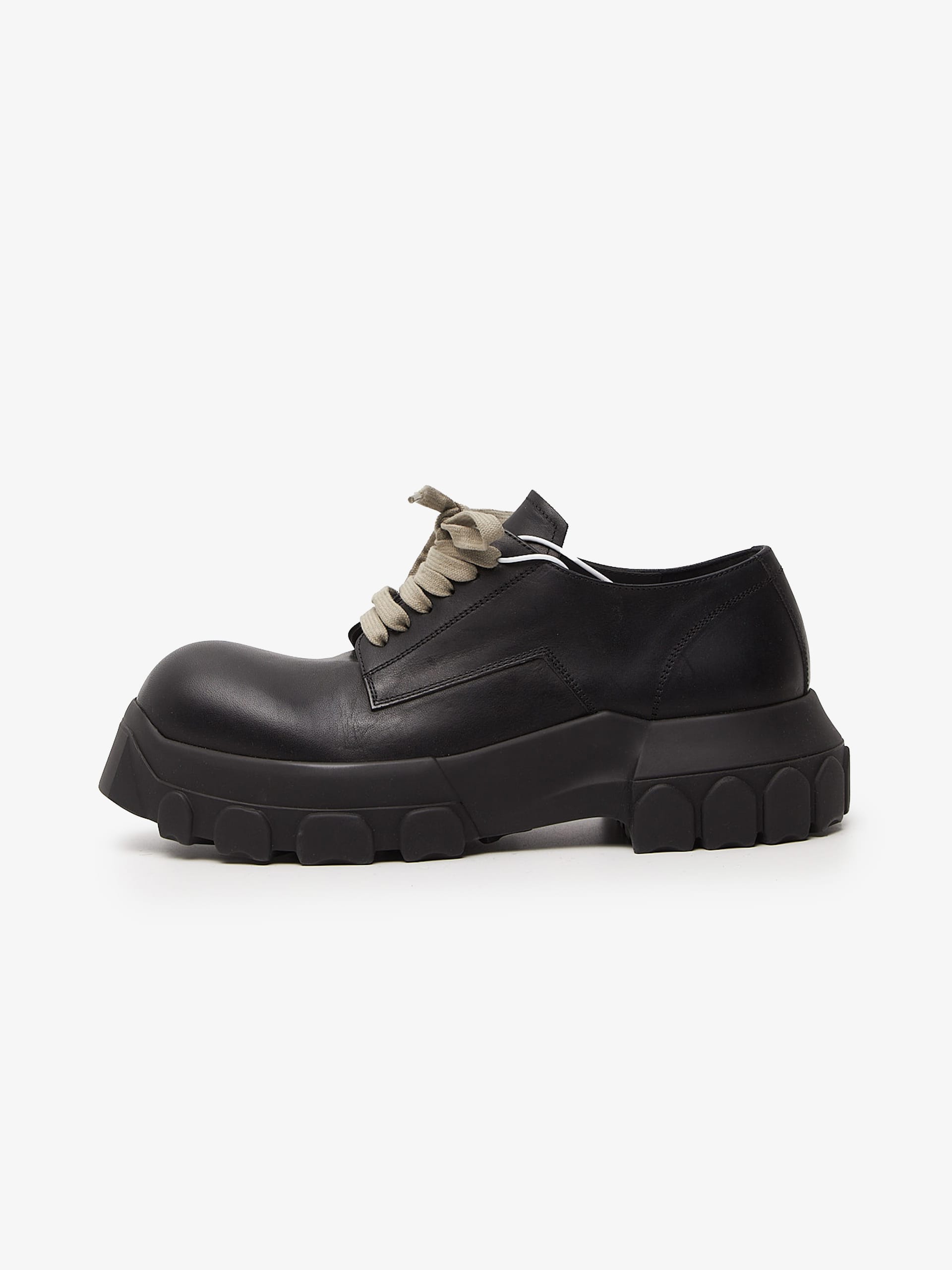 Rick Owens Black Laceup Bozo Tractor Leather Boots