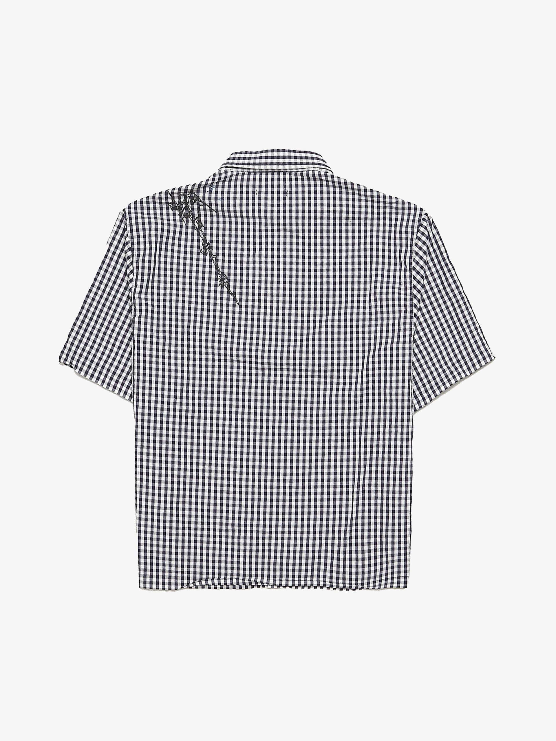 Jaded London Blue Atom Checked Cotton Shortsleeved Shirt