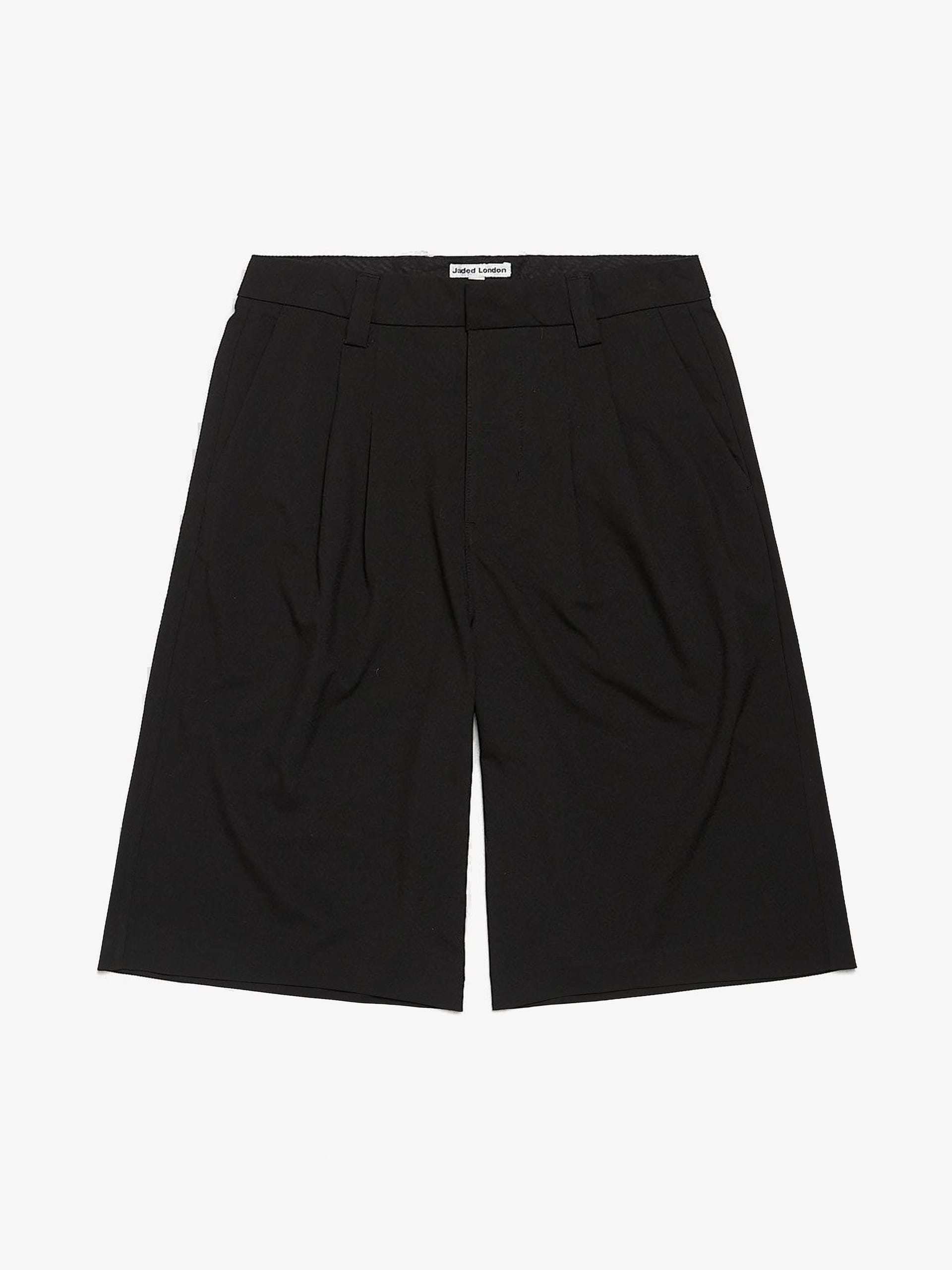 Jaded London Black Goliath Tailored Baggy Polyester Blend Shorts