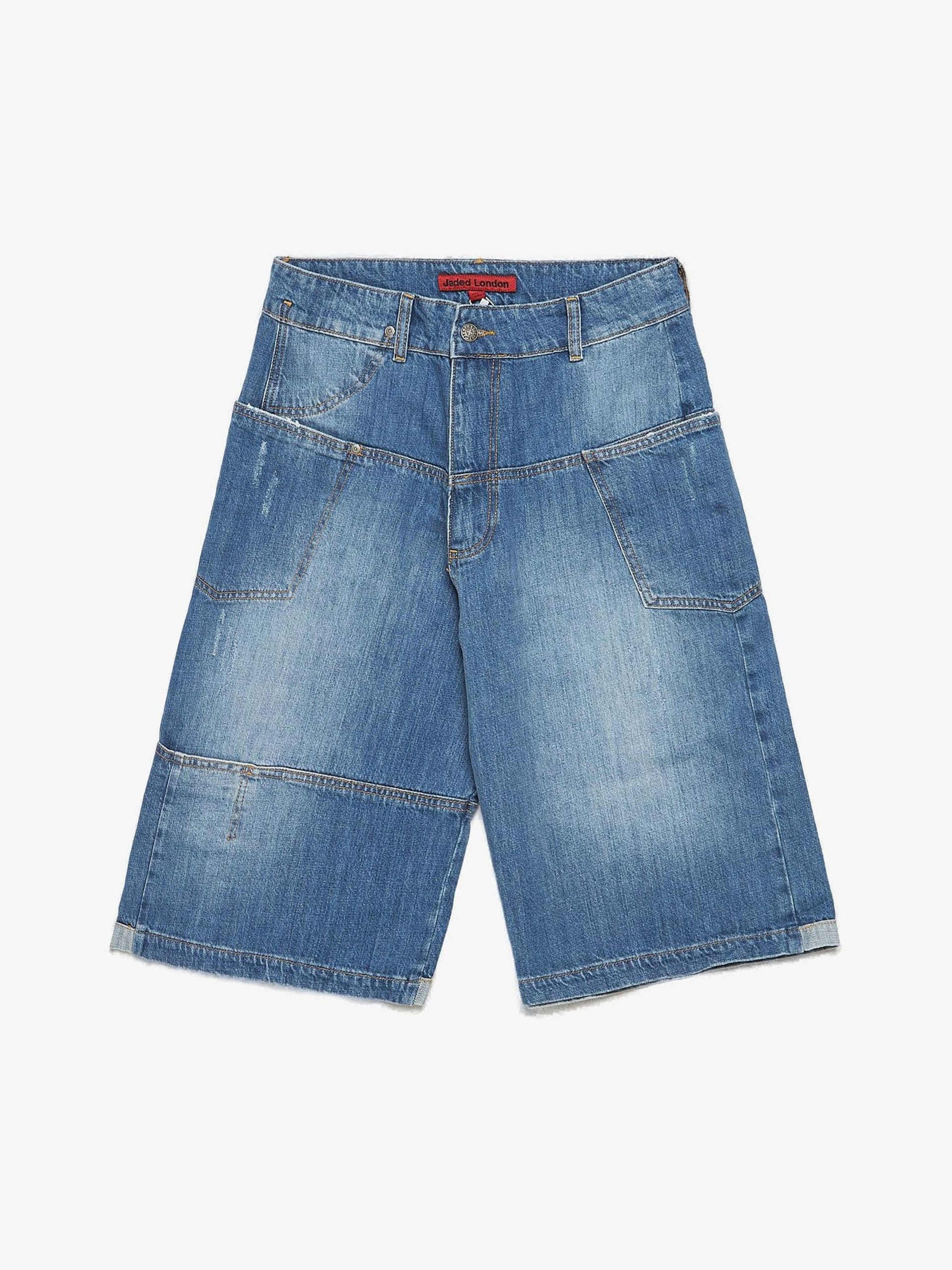 Jaded London Mid Blue Mason Denim Cotton Shorts