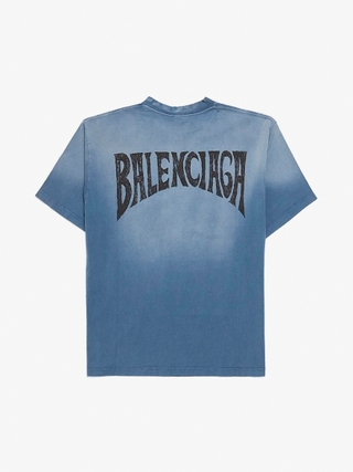 Balenciaga Blue Faded See Now Buy Now Logo Printed