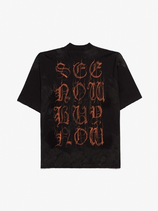 Balenciaga Black Waxed Metal Bleached Logo Distressed