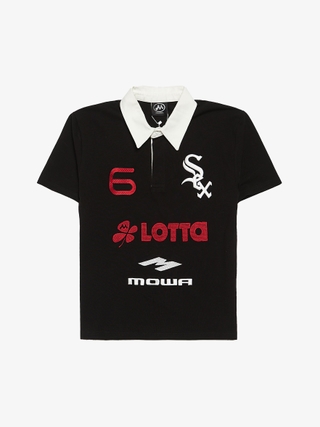 Mowalola Black Tokyo 06 Logo Embroidered Cotton Polo