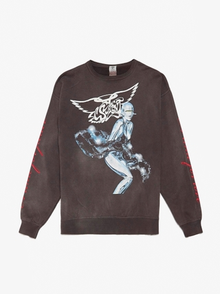 Saint Michael Black Distressed Sin Printed Wool Sweater