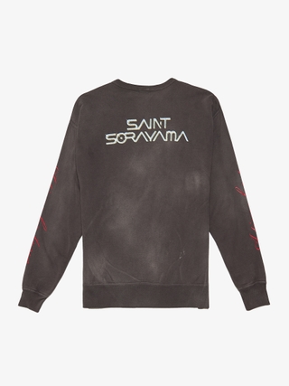 【archive】90s Sullen black Lamb Knit Saint Michael Black Distressed Sin Printed Wool Sweater