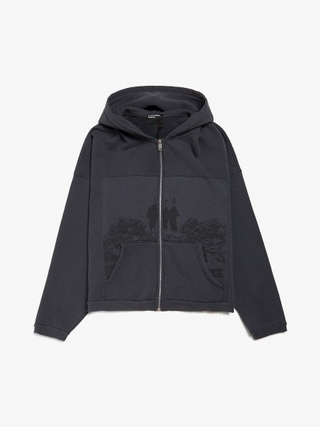 ★人気★【Project G/R】★Inside Out Unbalanced Zip Hoodi.e★ Project GR Inside Out Unbalanced Zip Hoodie - Melange Grey