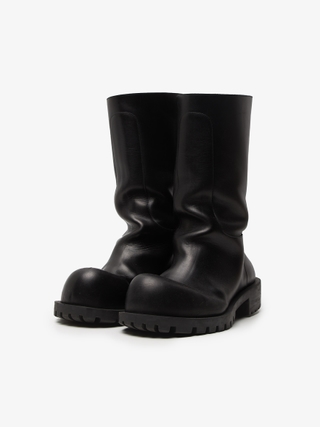 Balenciaga Black Leather Trooper Boots