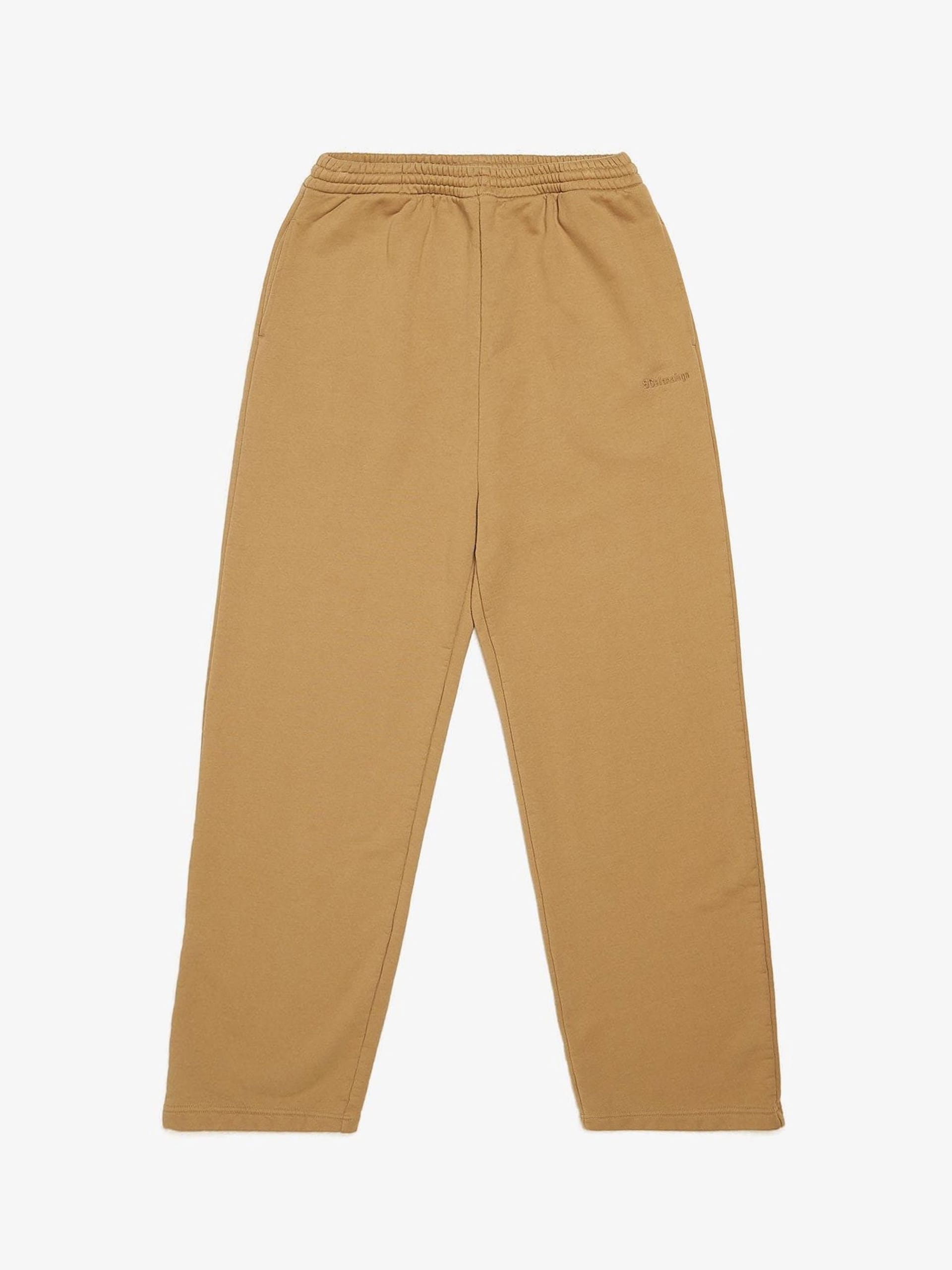 Balenciaga Beige Wide Logo Embroidered Cotton Pants
