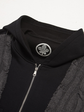 Project GR Inside Out Unbalanced Zip Hoodie - Melange Grey