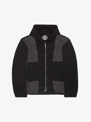1017 ALYX 9SM Black Studded Logo Embossed Cotton Zipped Hoodie