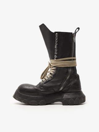 Rick Owens Black Beatle Mega Tractor Leather Boots High
