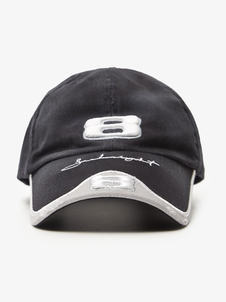 S33K8 Black 8 Logo Embroidered Cotton Cap