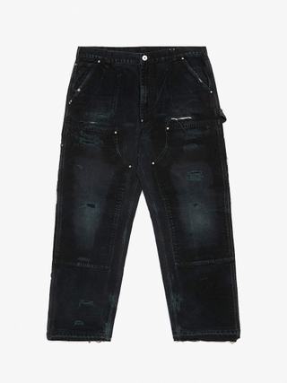Rick Owens Drkshdw Black Strobe Double Knee Cotton Jeans
