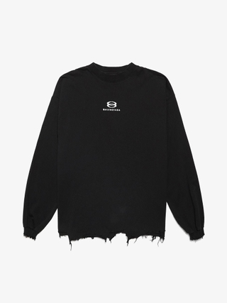 Balenciaga Faded Black Scarf Zipped Cotton Hoodie Balenciaga Faded Black Scarf Zipped Cotton Hoodie