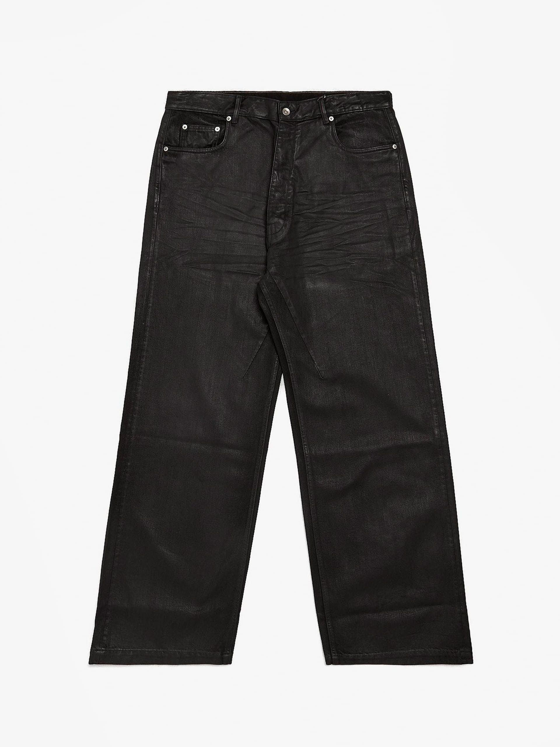 Rick Owens Drkshdw Black Waxed Wide Cotton Jeans