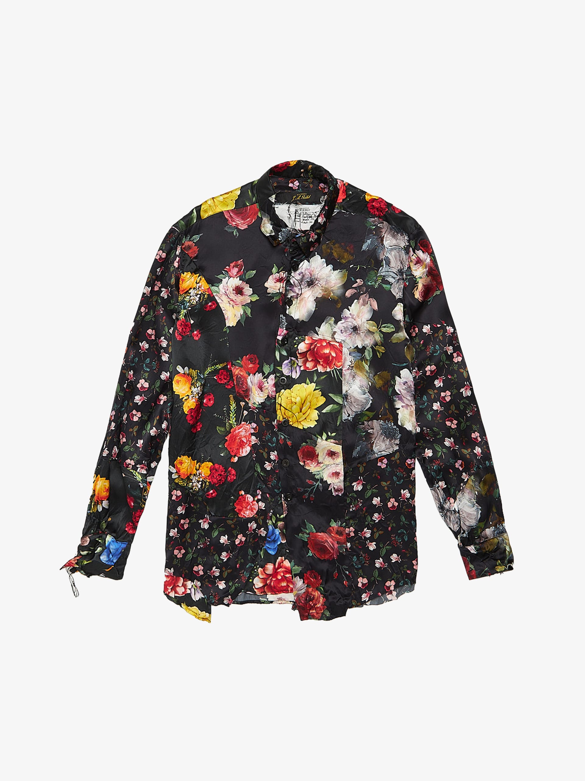Archivio J.M. Ribot Black Flowers Printed SH09/Patch/SS25 Silk Shirt