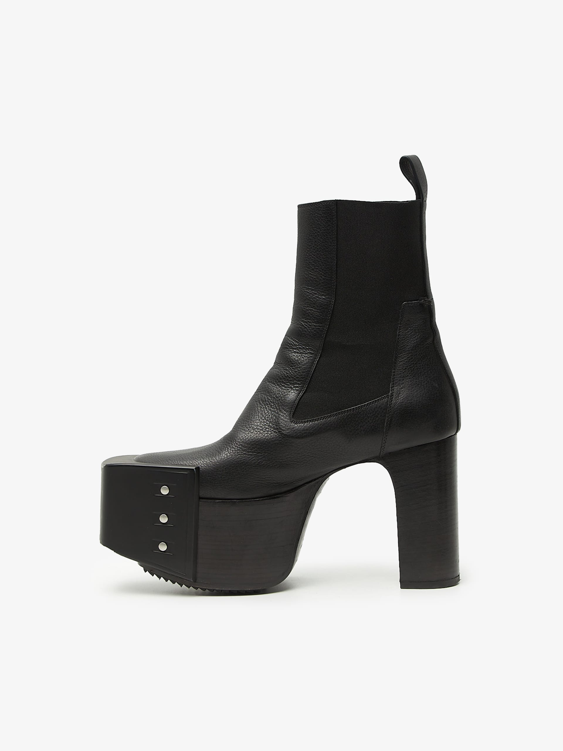 Rick Owens Black Leather Kiss Boots