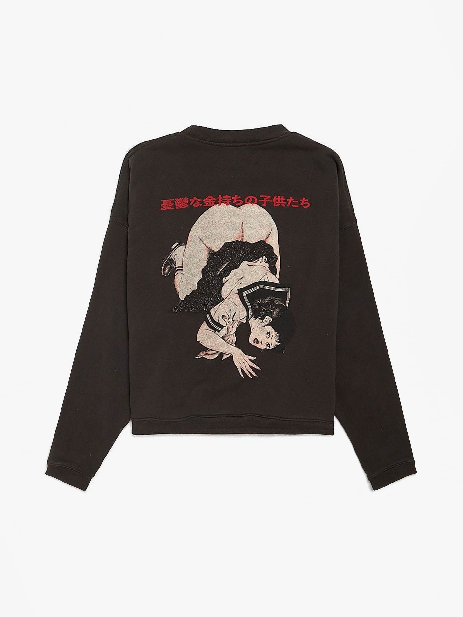 ERD BAD SCHOOL GIRL COTTON SWEATSHIRT　M Enfants Riches Deprimes Black Bad School Girl Printed Cotton
