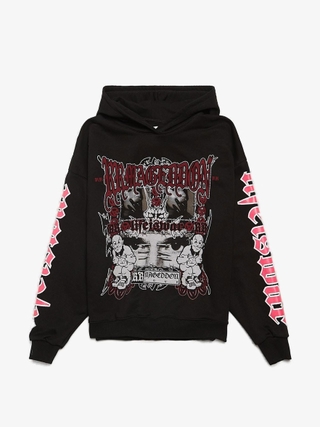 1017 ALYX 9SM Black Studded Logo Embossed Cotton Zipped Hoodie