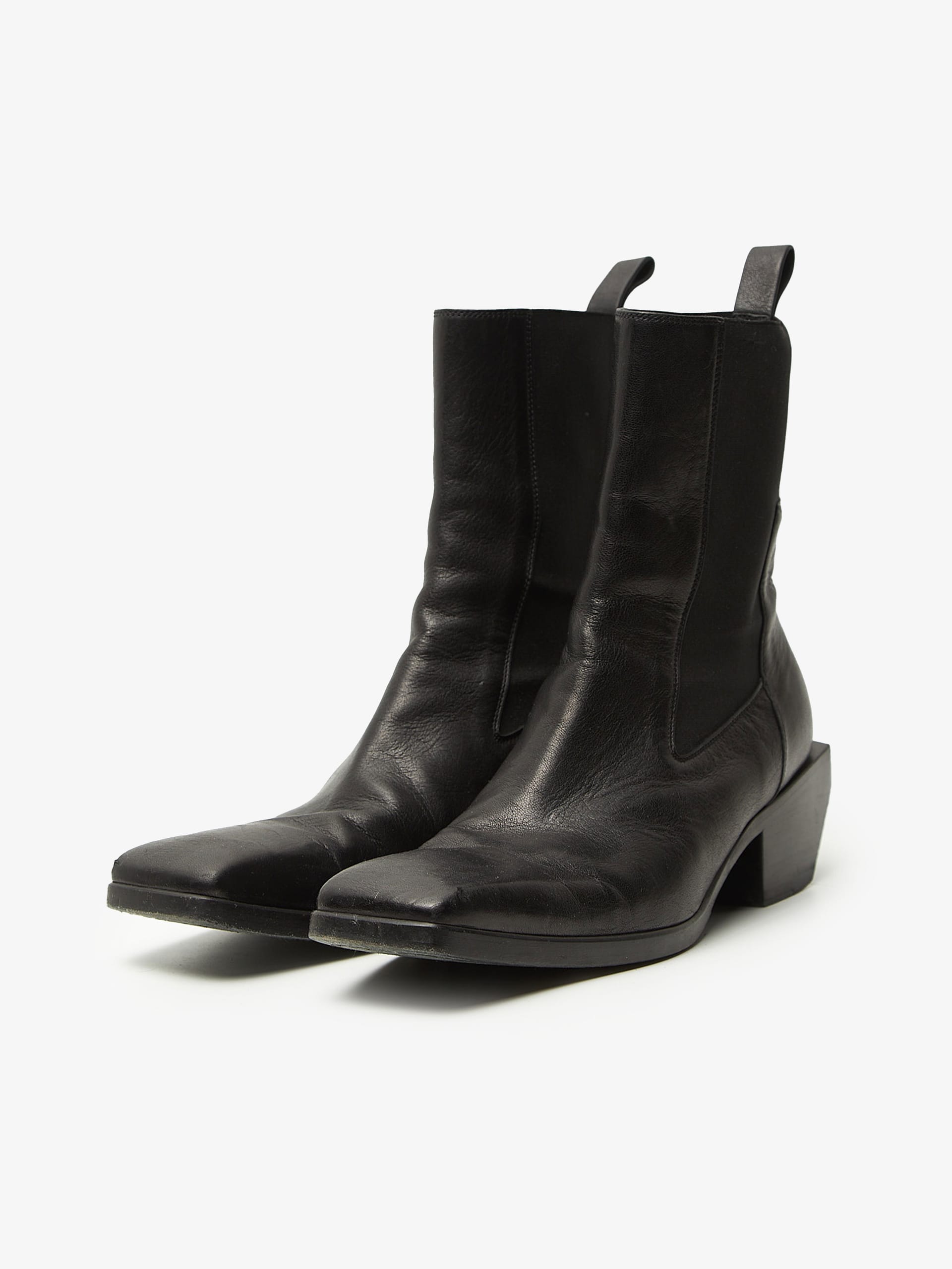 靴 Rick Owens Waxed-leather cowboy boots RICK OWENS Waxed-Leather