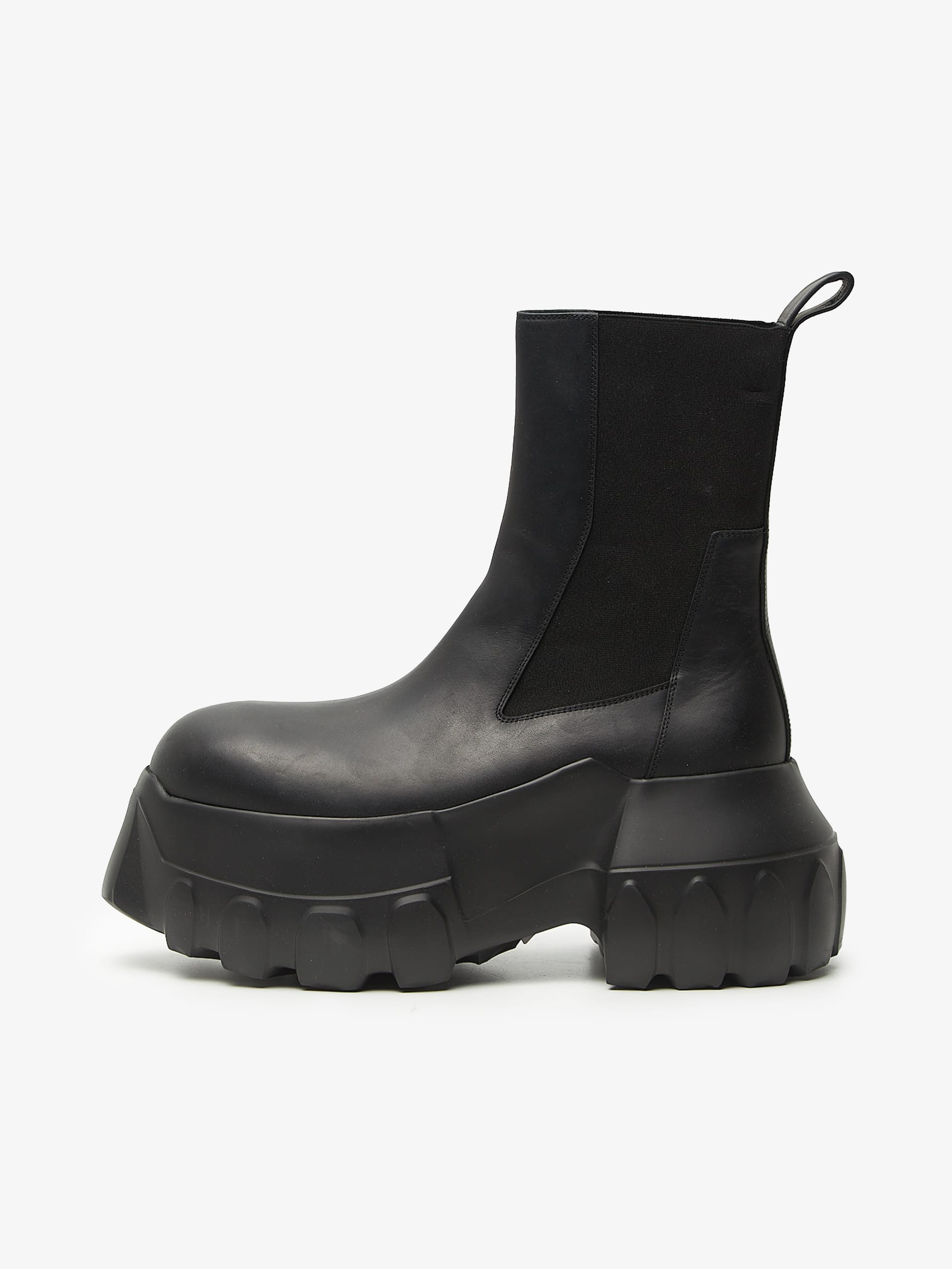 Rick Owens Black Beatle Mega Tractor Leather Boots High