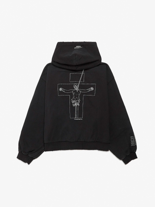 Project GR Black Reconstructed Folded Zip Hoodie