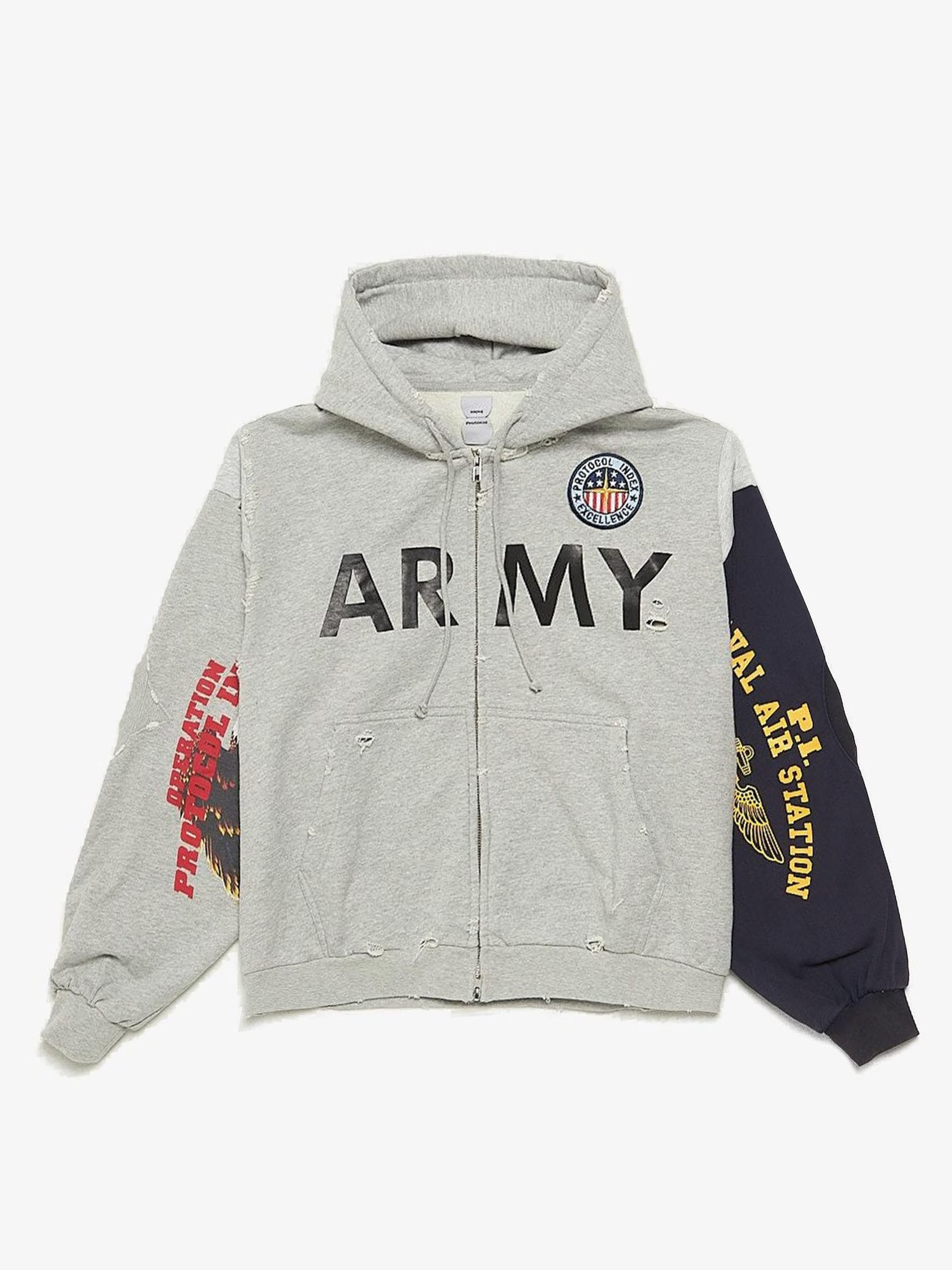 Protocol Index Reconstructed sweatshirt zip hoodie Melange Gray Protocol Index Reconstructed sweatshirt zip hoodie Melange Gray