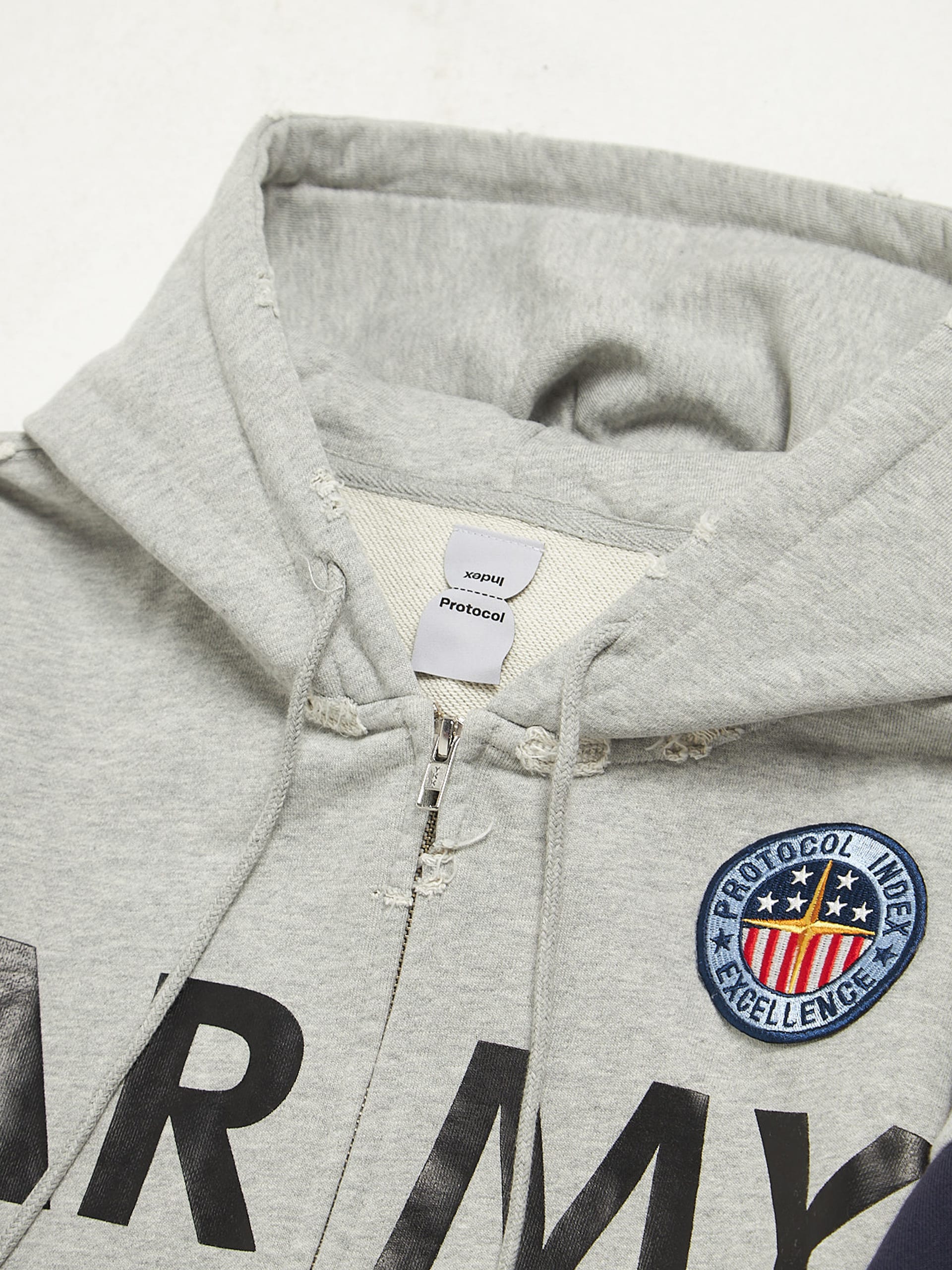 Protocol Index Reconstructed sweatshirt zip hoodie Melange Gray