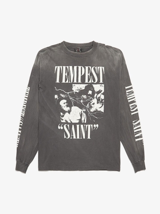 Saint Michael White Faded Cotton Nirvana Logo T-Shirt