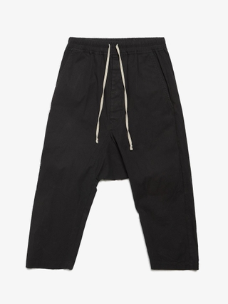 Rick Owens Black Drop Crotch Cropped Pants